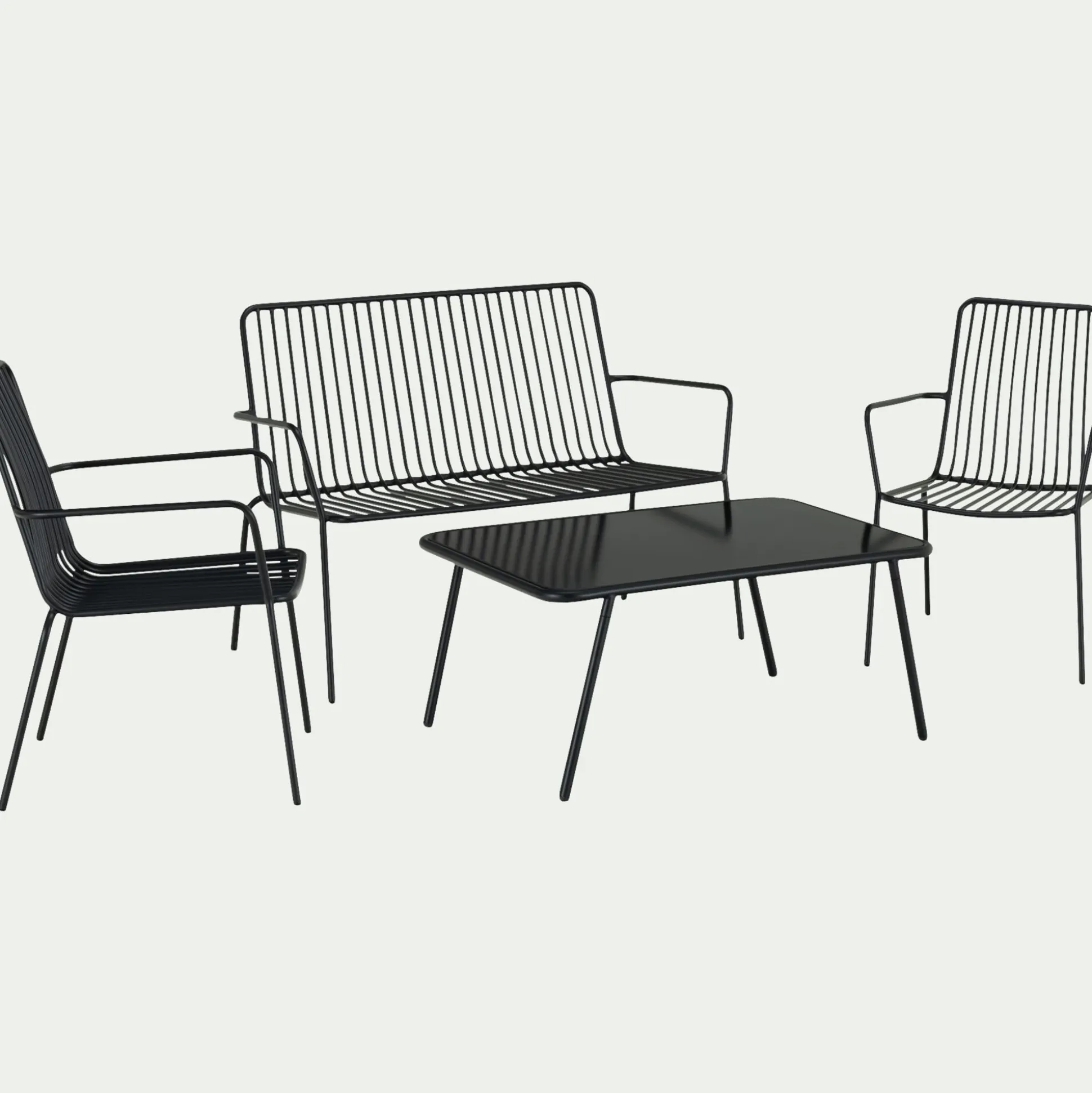 Canapé de jardin en acier - noir (2 places)