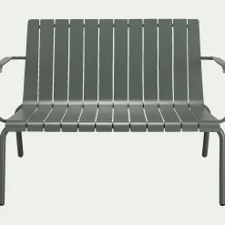 Canapé de jardin en aluminium - vert cèdre (2 places)
