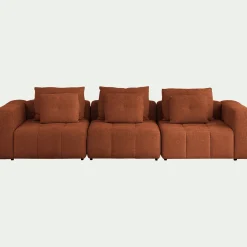 Canapé droit modulable en tissu Benjo - brun rustrel