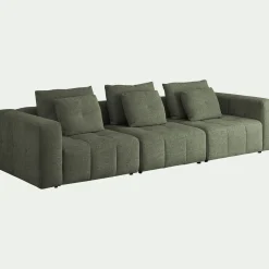 Canapé droit modulable en tissu Benjo - vert cèdre