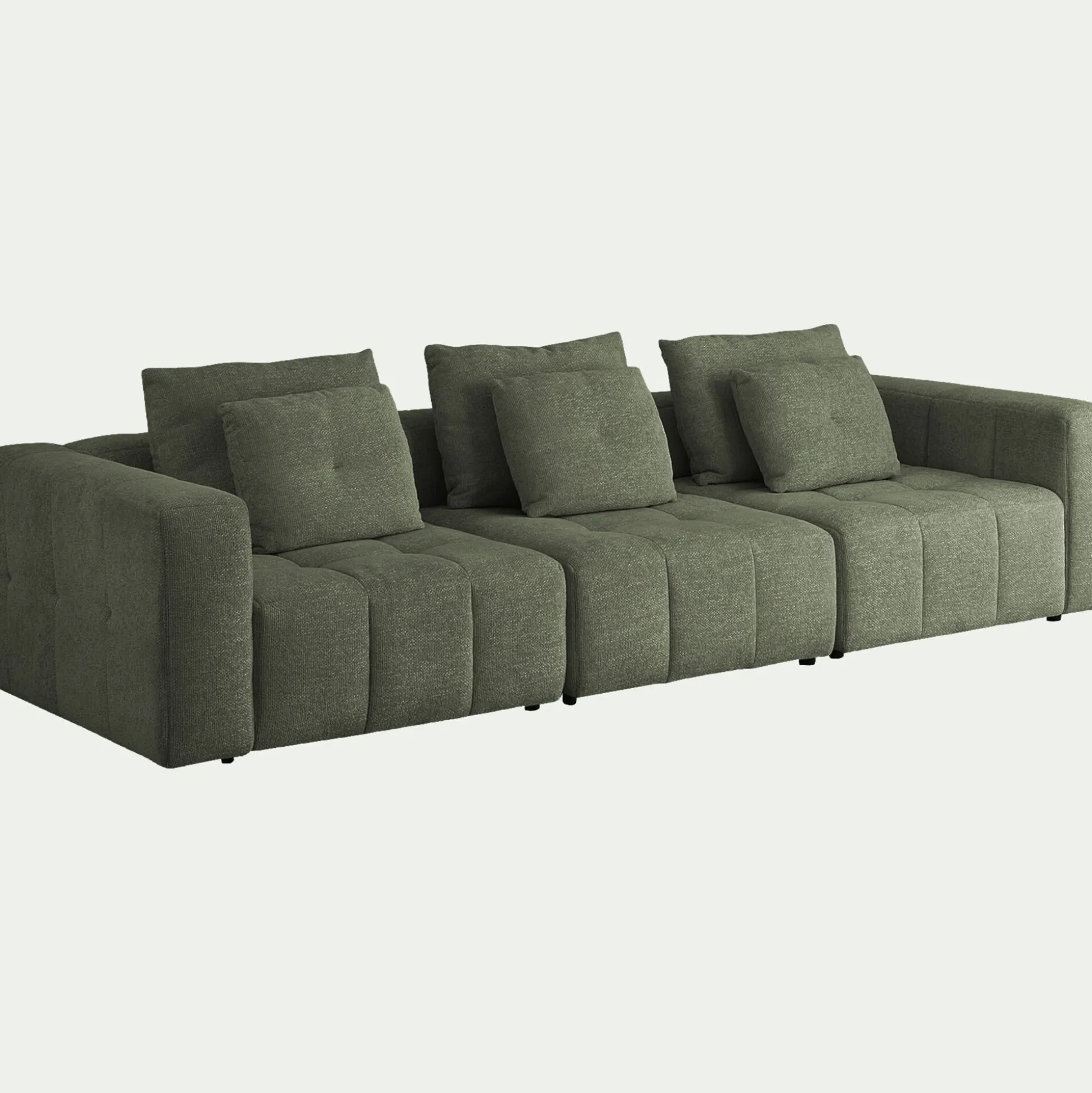 Canapé droit modulable en tissu Benjo - vert cèdre