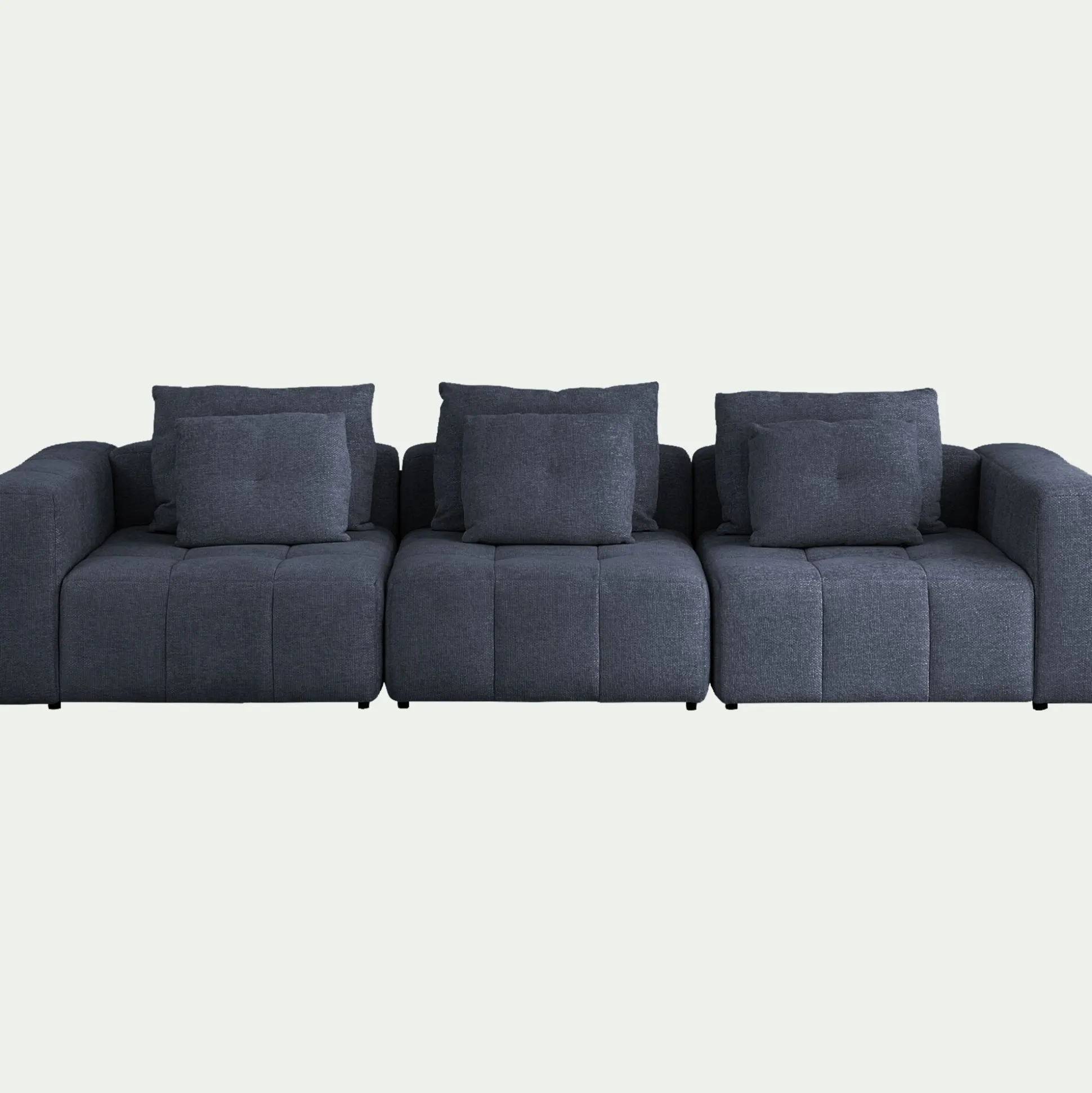 Canapé droit modulable en tissu Benjo - bleu marine
