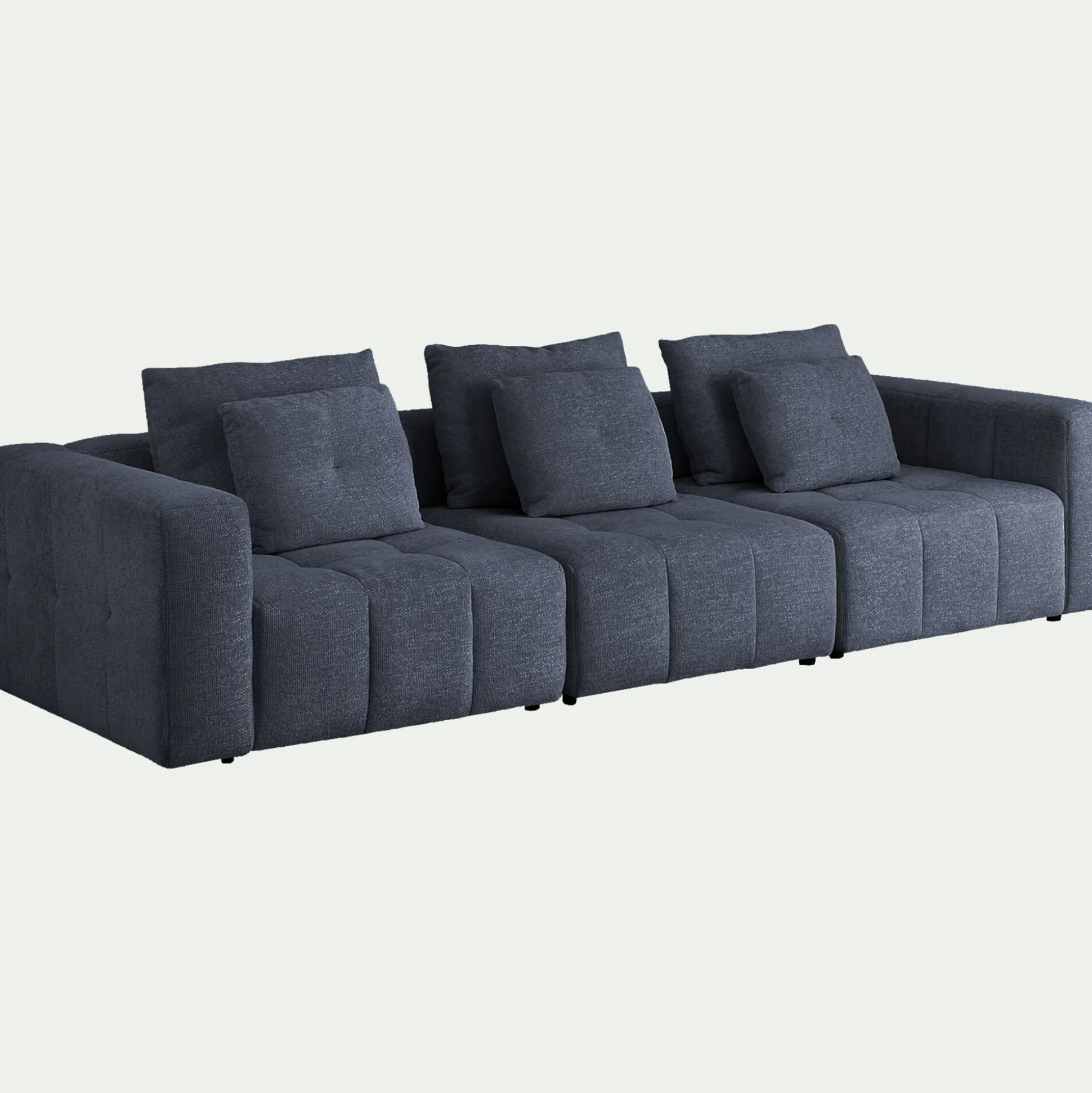 Canapé droit modulable en tissu Benjo - bleu marine