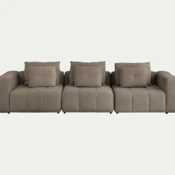 Canapé droit modulable en tissu Benjo - gris vesuve