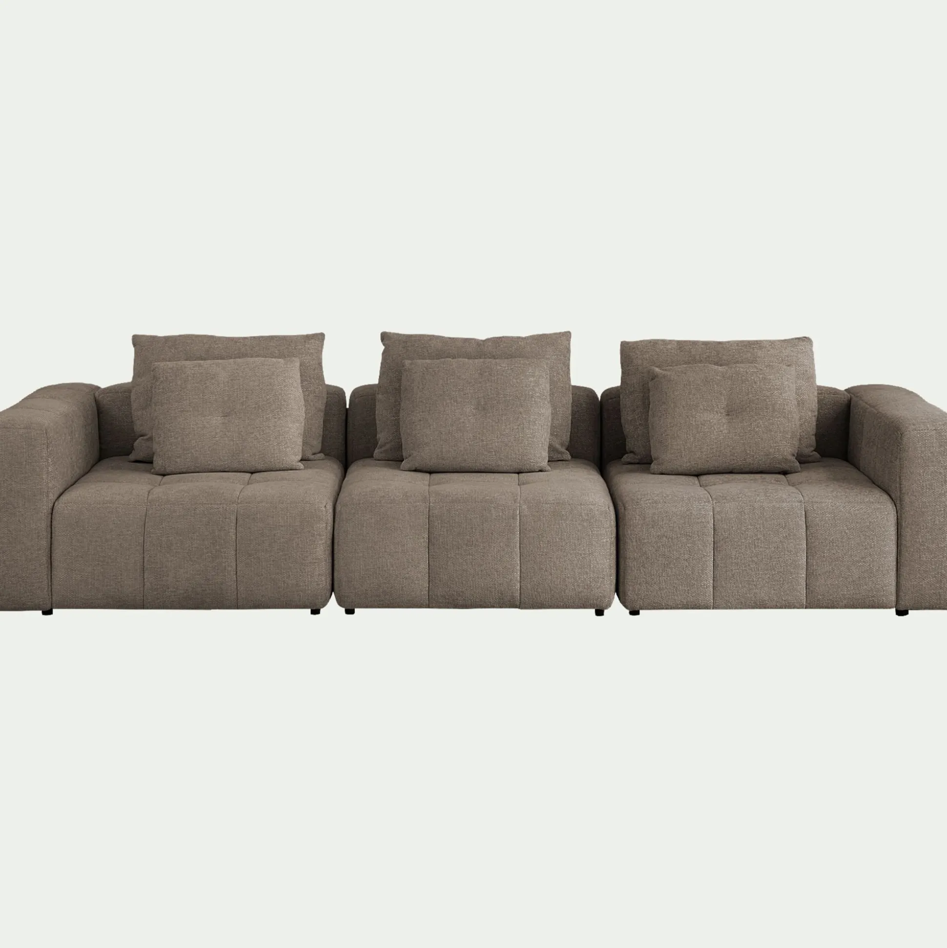 Canapé droit modulable en tissu Benjo - gris vesuve