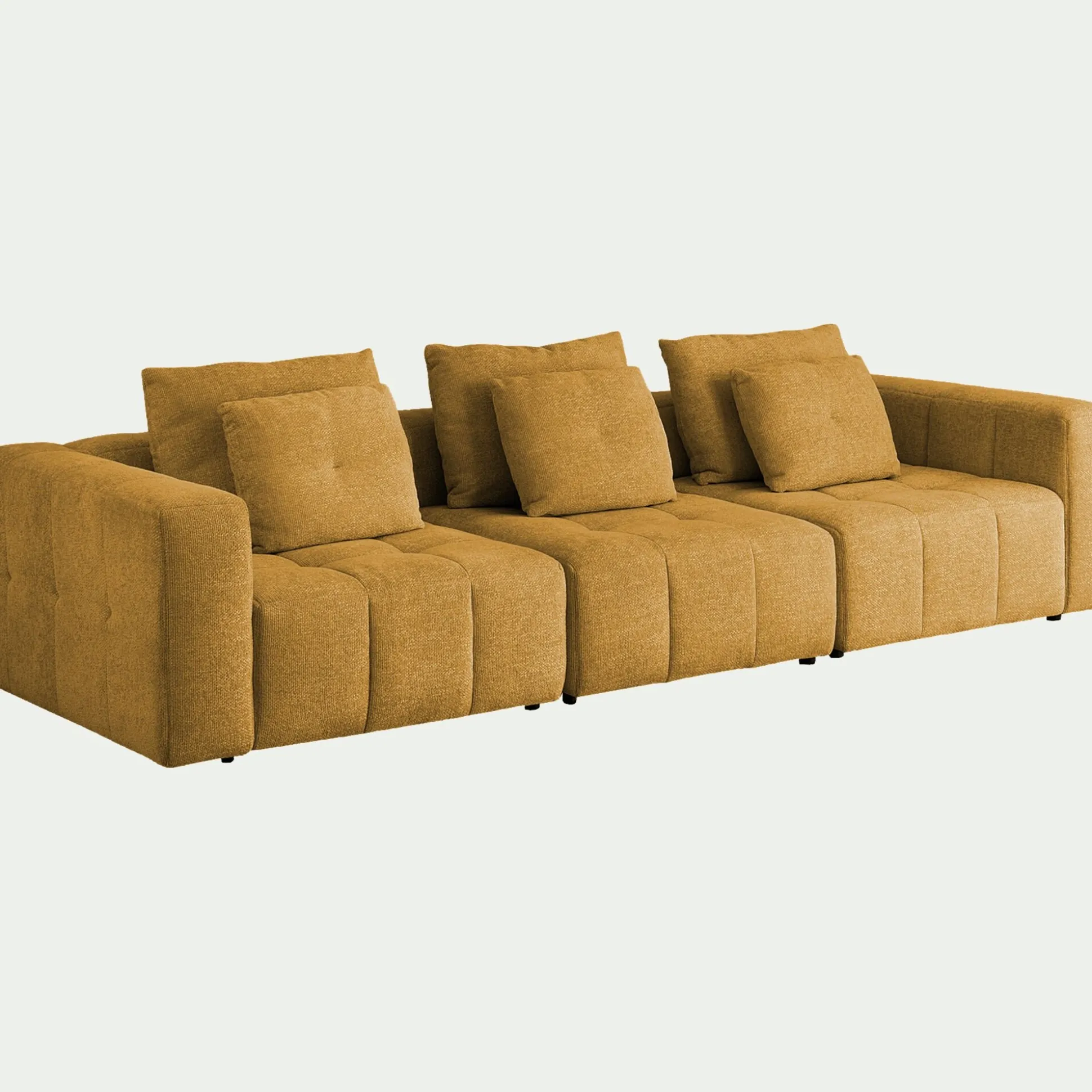 Canapé droit modulable en tissu Benjo - jaune argan