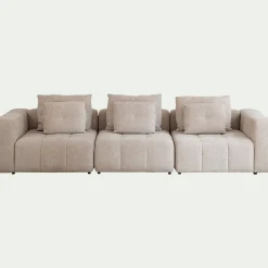 Canapé droit modulable en tissu Benjo - beige roucas