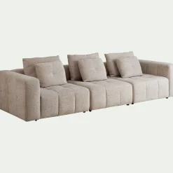Canapé droit modulable en tissu Benjo - beige roucas
