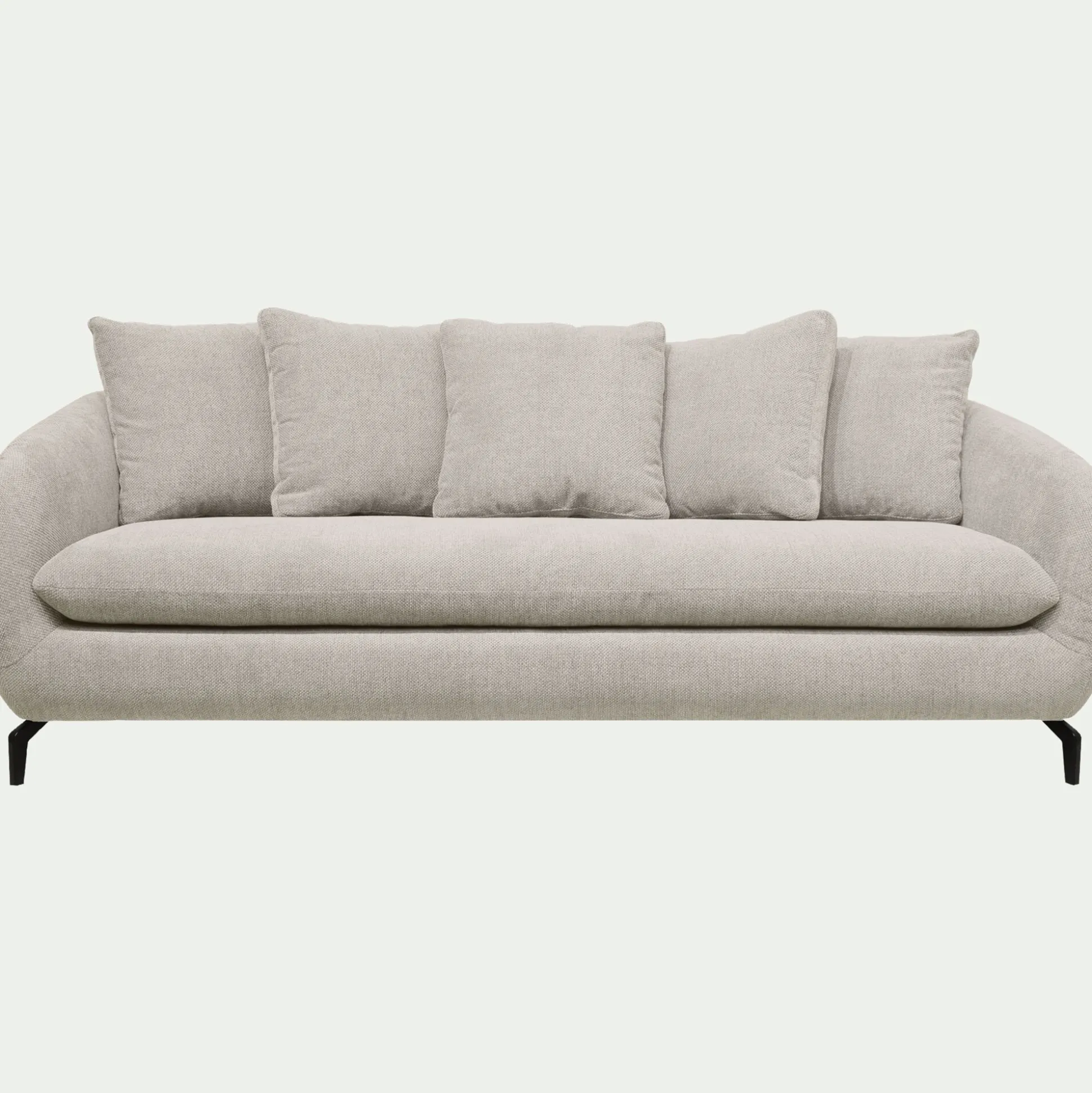 Canapé fixe 4 places en tissu tramé piétement noir - beige roucas