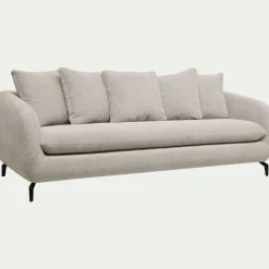 Canapé fixe 4 places en tissu tramé piétement noir - beige roucas