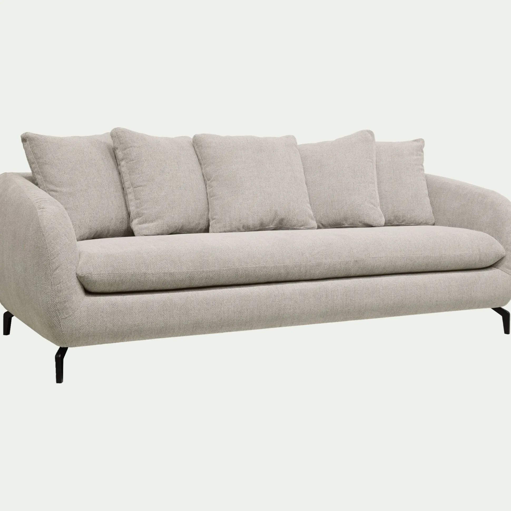Canapé fixe 4 places en tissu tramé piétement noir - beige roucas