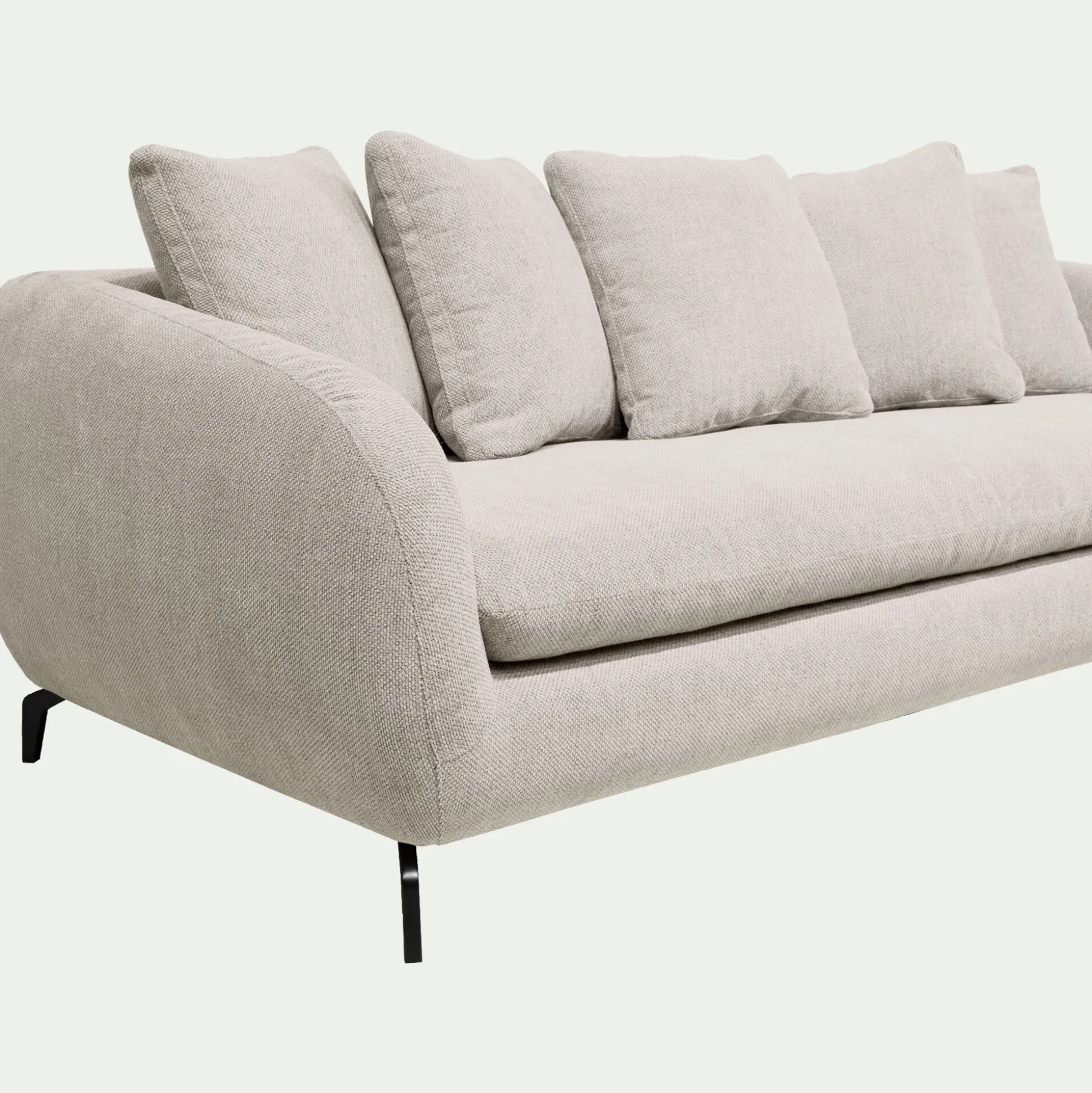 Canapé fixe 4 places en tissu tramé piétement noir - beige roucas