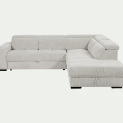Canapé grand angle droit convertible en tissu castello - beige roucas