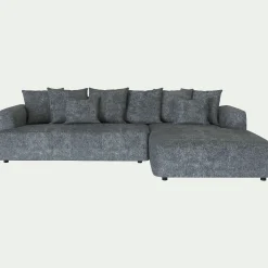 Canapé grand angle droit fixe en tissu Genesis - gris ardoise