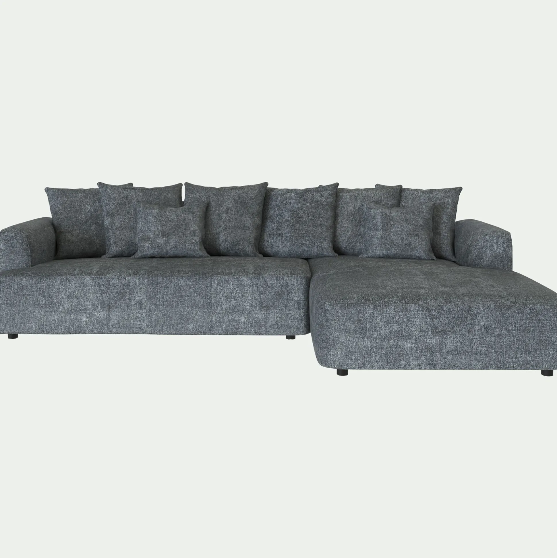 Canapé grand angle droit fixe en tissu Genesis - gris ardoise
