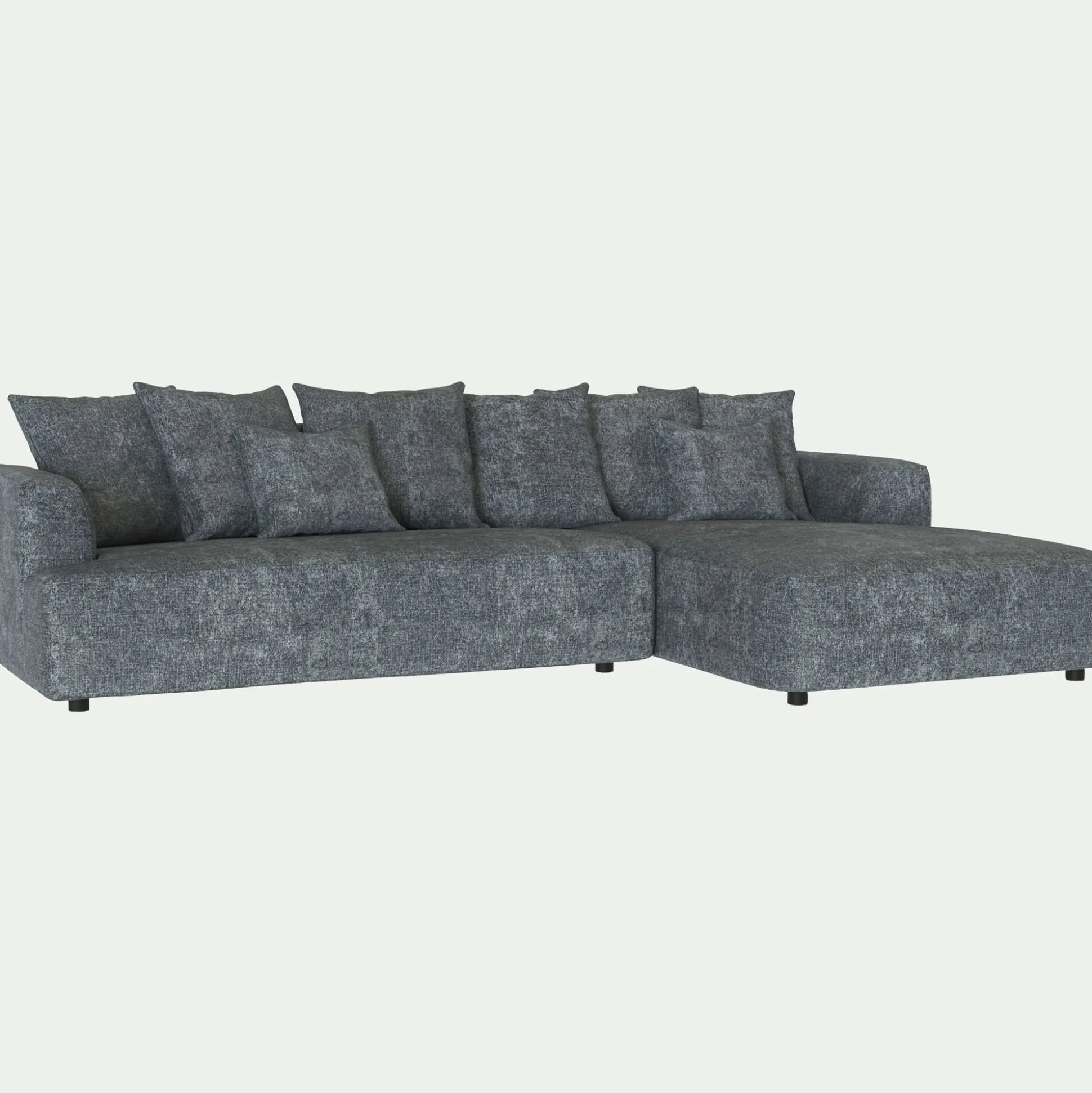 Canapé grand angle droit fixe en tissu Genesis - gris ardoise