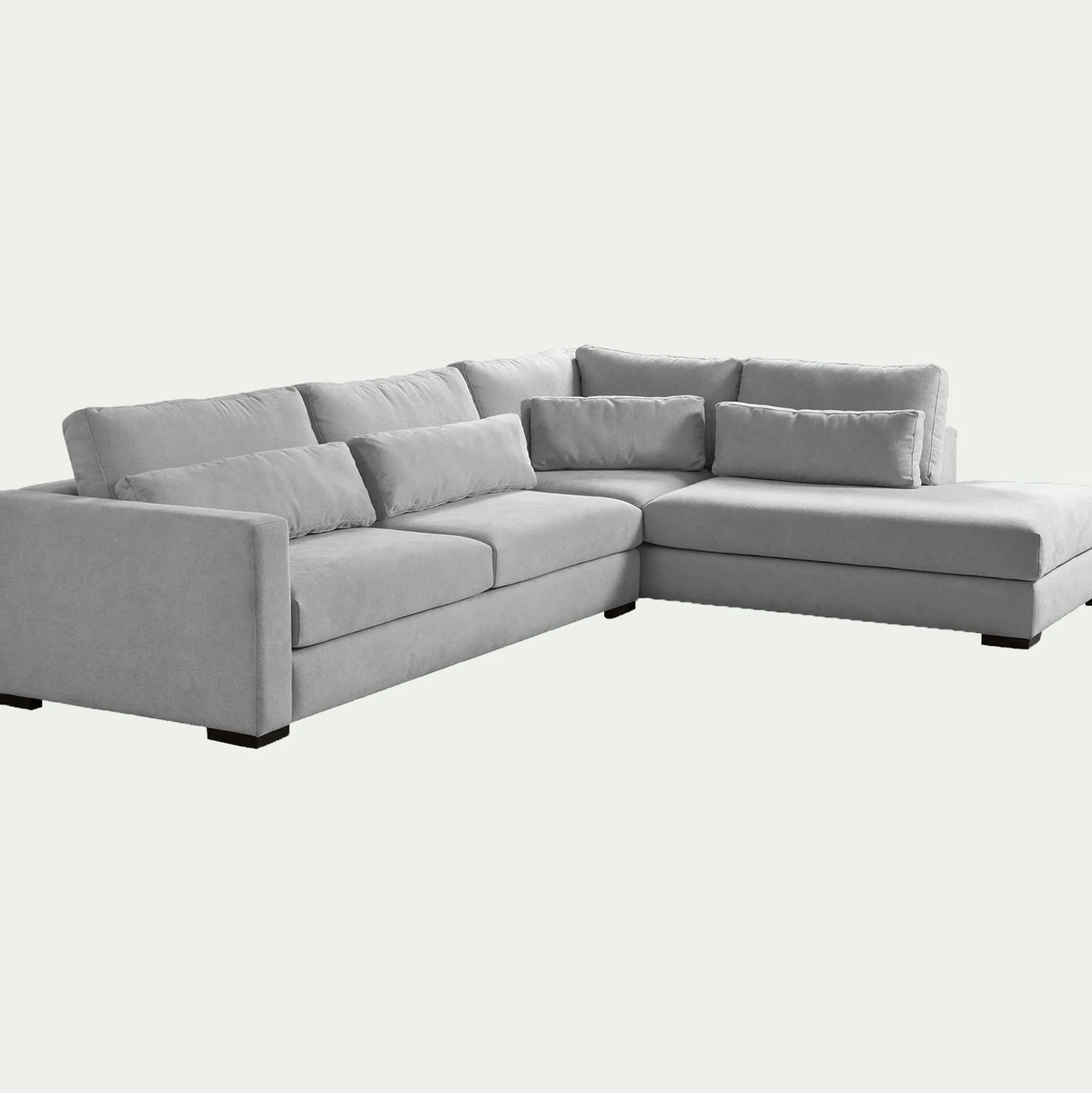 Canapé grand angle droit fixe en tissu Bloq - gris moyen
