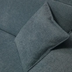 Canapé grand angle gauche fixe en tissu tramé - bleu