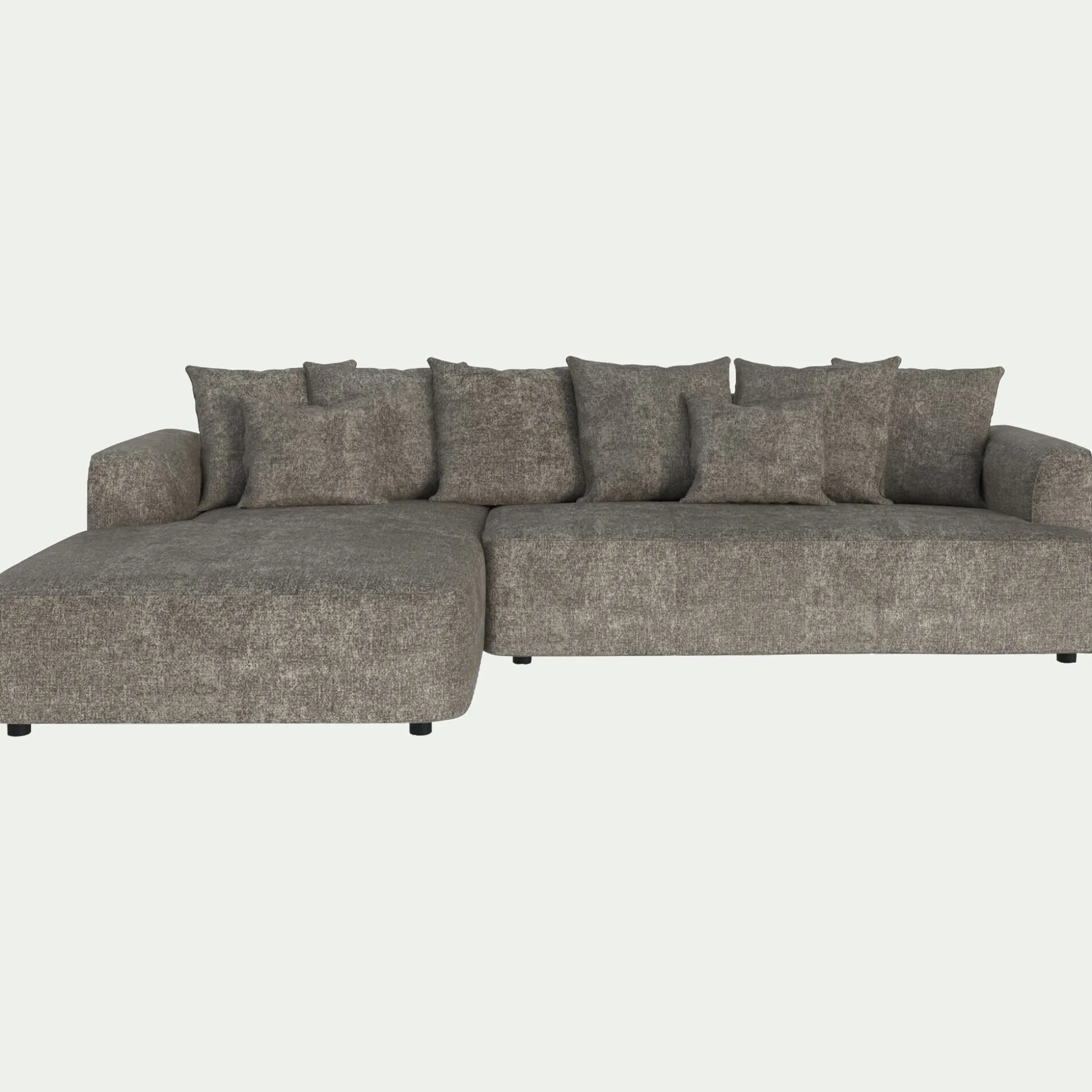 Canapé grand angle gauche fixe en tissu Genesis - beige alpilles