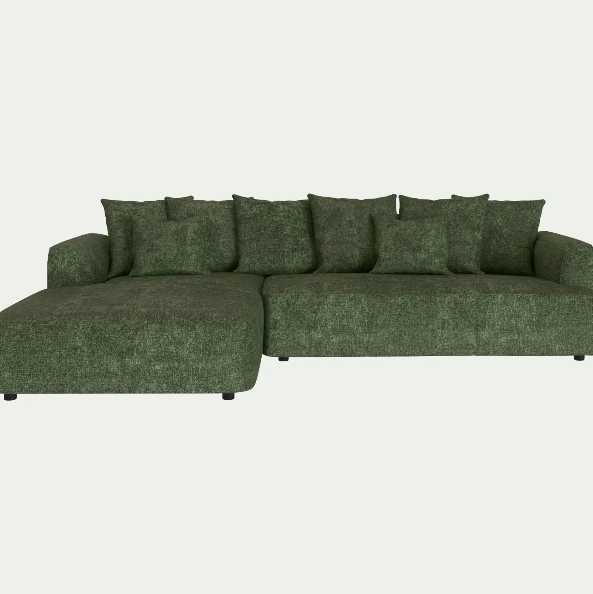 Canapé grand angle gauche fixe en tissu Genesis - vert cèdre