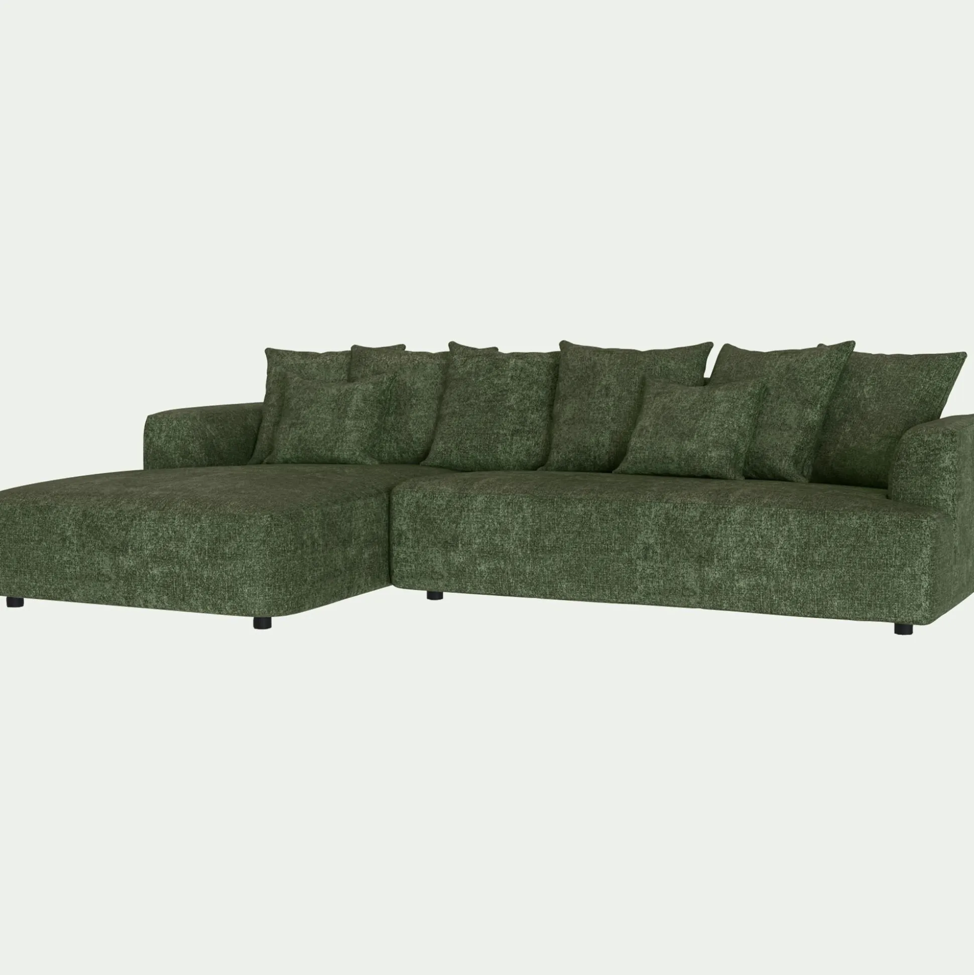 Canapé grand angle gauche fixe en tissu Genesis - vert cèdre