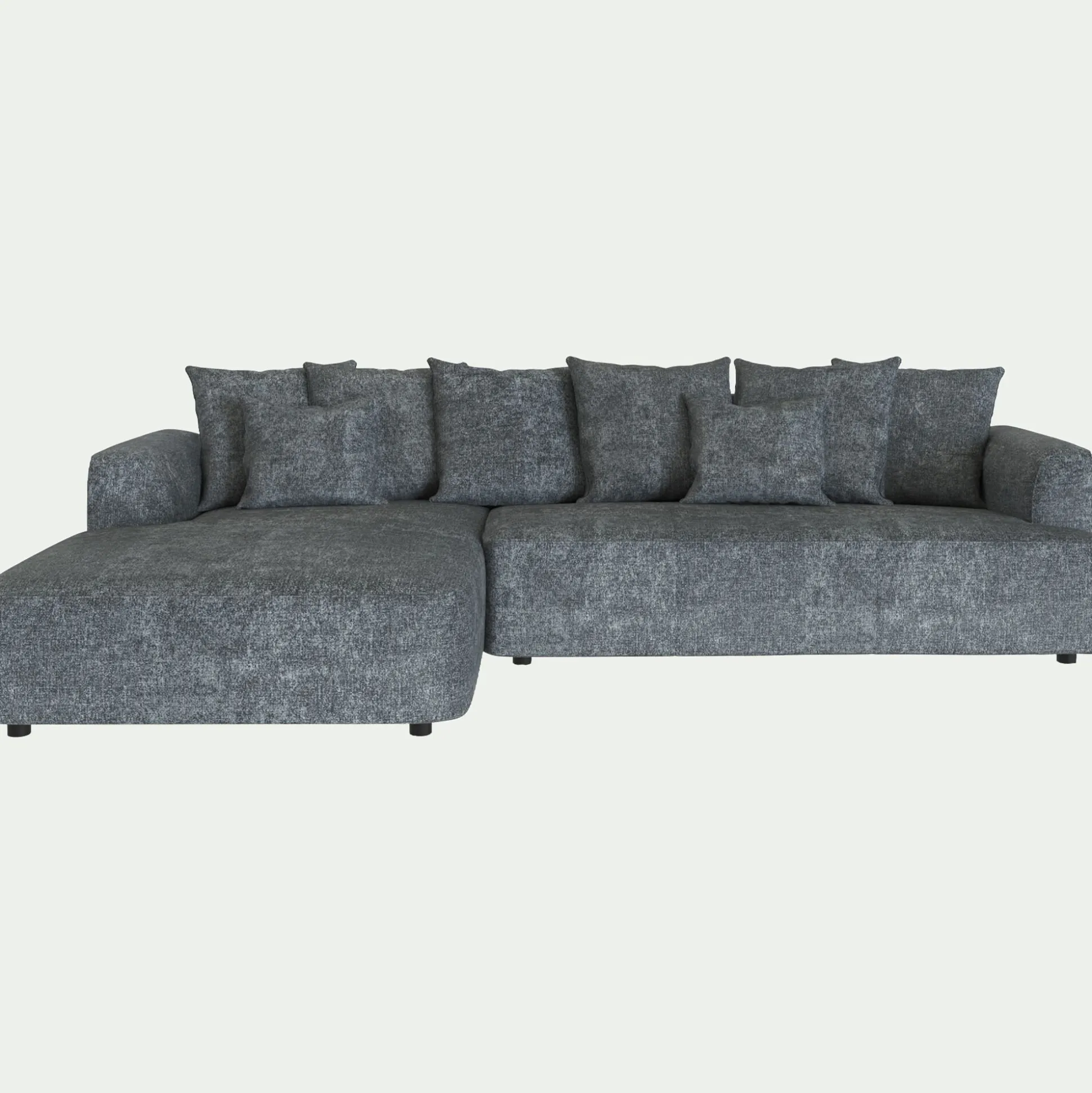 Canapé grand angle gauche fixe en tissu Genesis - gris ardoise