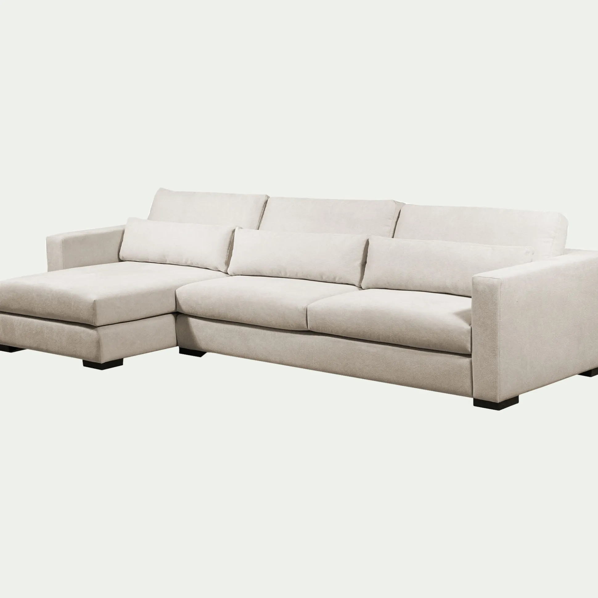 Canapé grand angle gauche fixe en tissu Bloq - beige roucas