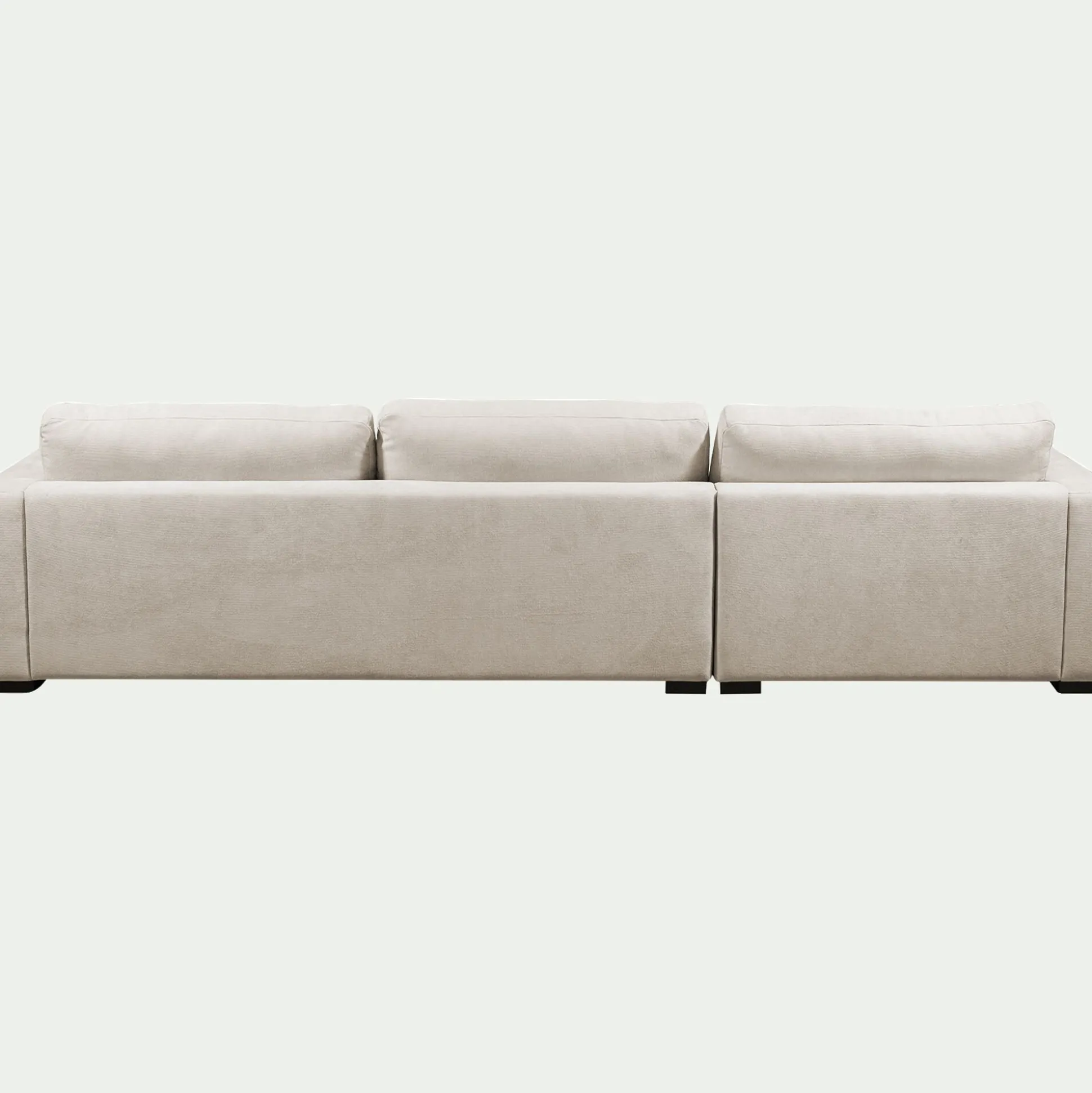 Canapé grand angle gauche fixe en tissu Bloq - beige roucas