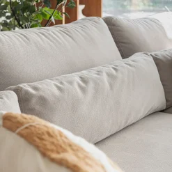 Canapé grand angle gauche fixe en tissu - beige roucas