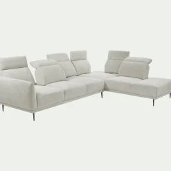 Canapé grand d'angle droit en tissu memphis avec fonction avance-recul - beige roucas