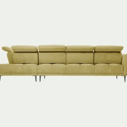 Canapé grand d'angle droit en tissu memphis avec fonction avance-recul - jaune argan