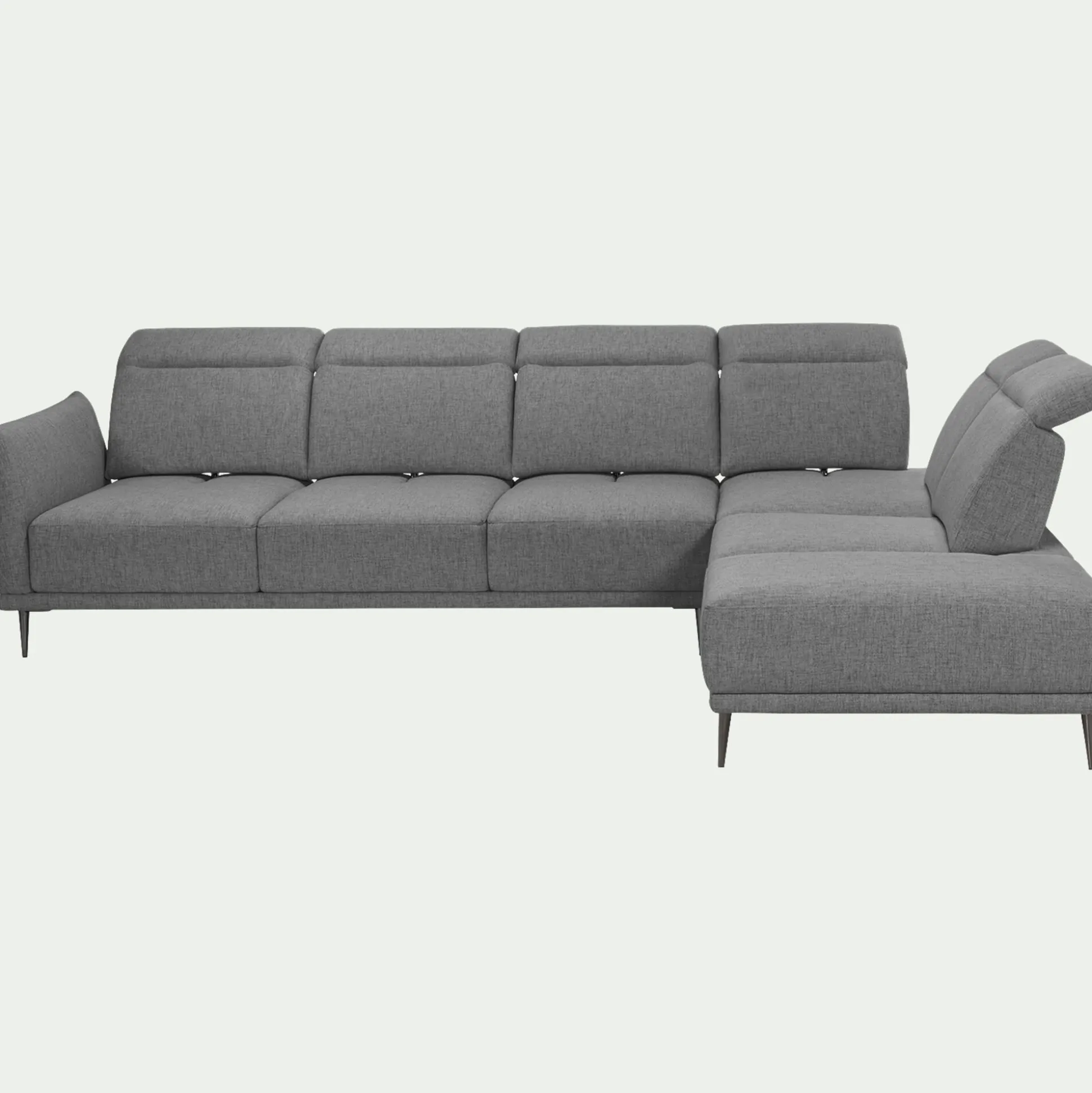 Canapé grand d'angle droit en tissu avec fonction avance-recul - gris restanque