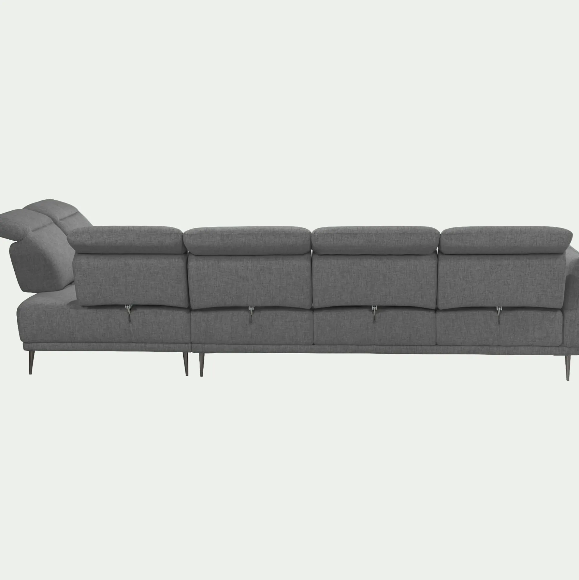 Canapé grand d'angle droit en tissu avec fonction avance-recul - gris restanque