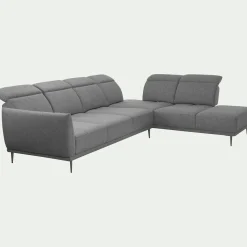 Canapé grand d'angle droit en tissu avec fonction avance-recul - gris restanque