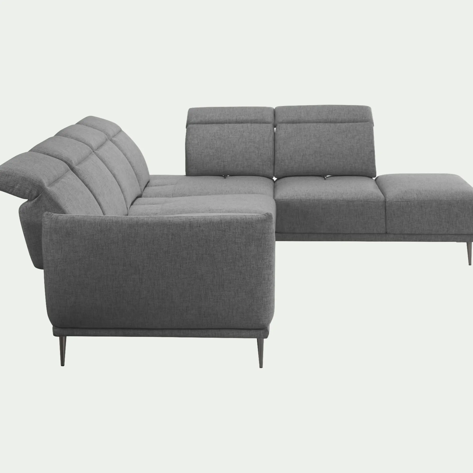 Canapé grand d'angle droit en tissu avec fonction avance-recul - gris restanque