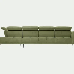 Canapé grand d'angle droit en tissu memphis avec fonction avance-recul - vert cèdre