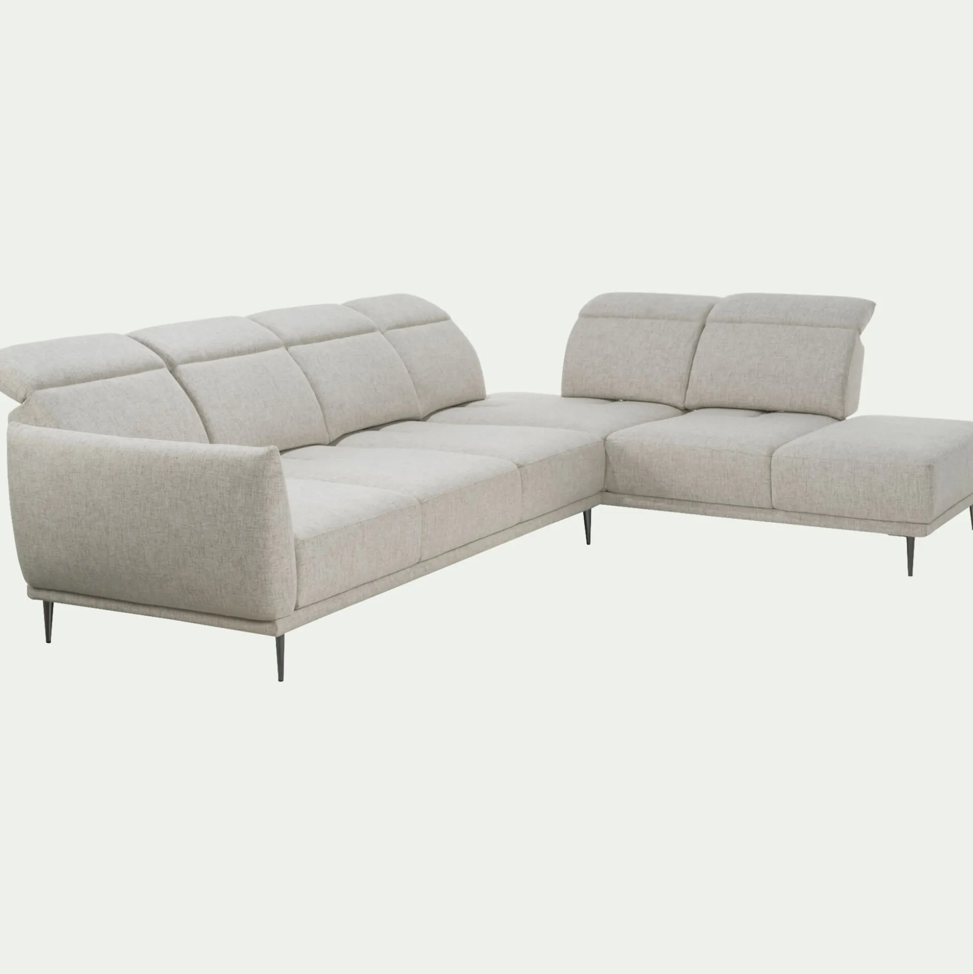 Canapé grand d'angle droit en tissu avec fonction avance-recul - beige roucas
