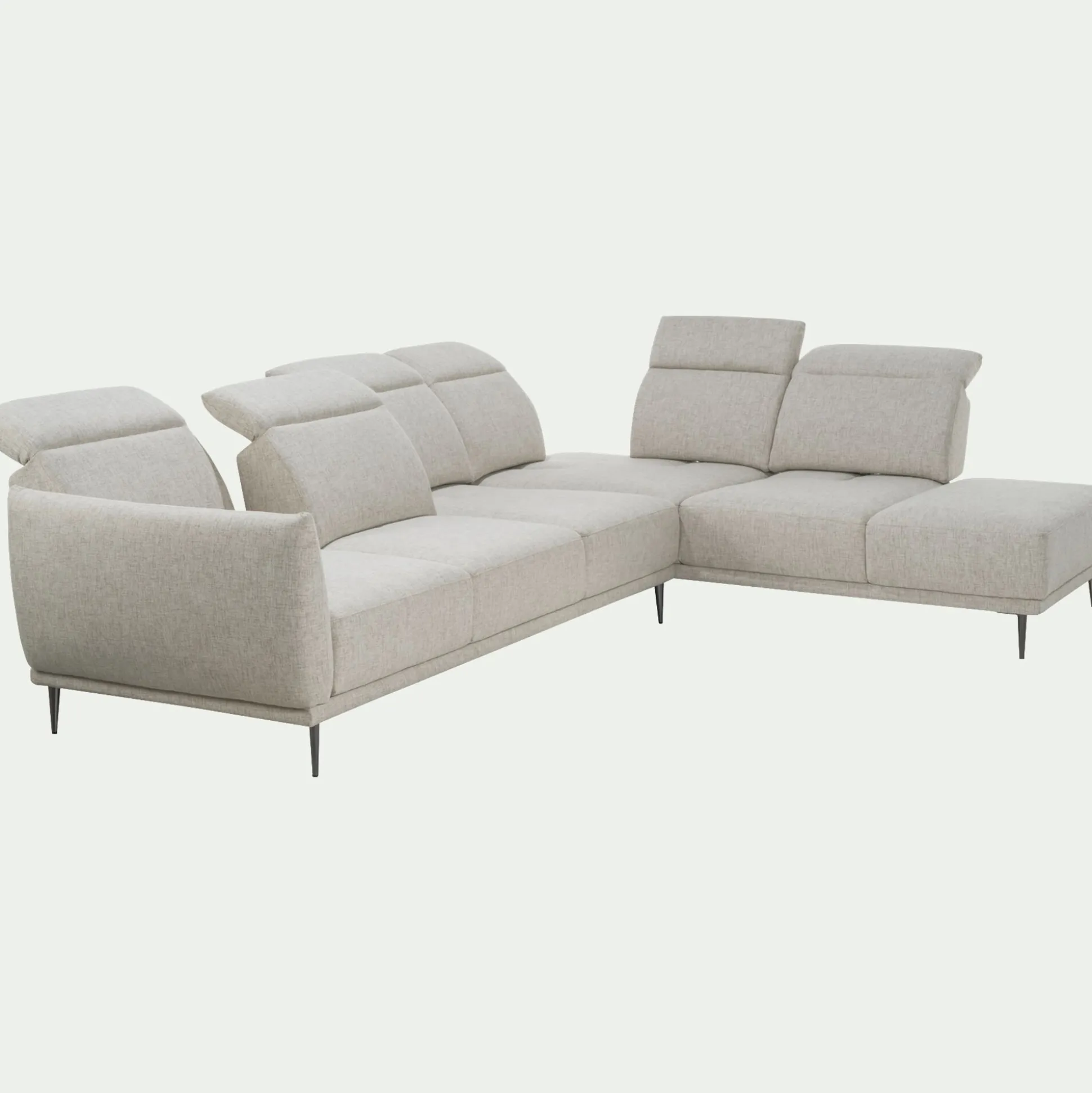 Canapé grand d'angle droit en tissu avec fonction avance-recul - beige roucas