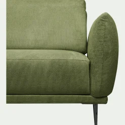 Canapé grand d'angle gauche en tissu memphis avec fonction avance-recul - vert cèdre