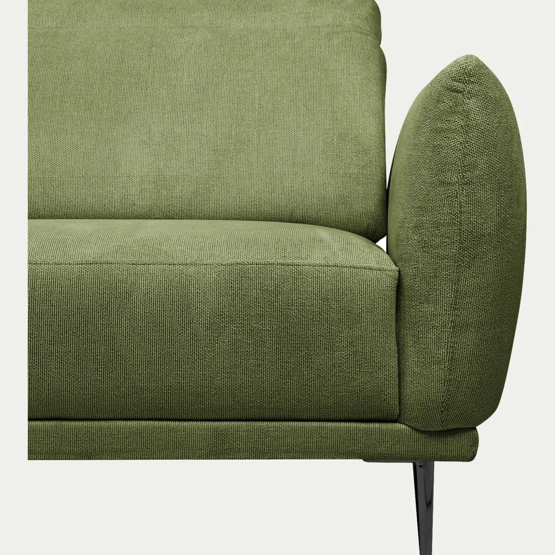 Canapé grand d'angle gauche en tissu memphis avec fonction avance-recul - vert cèdre