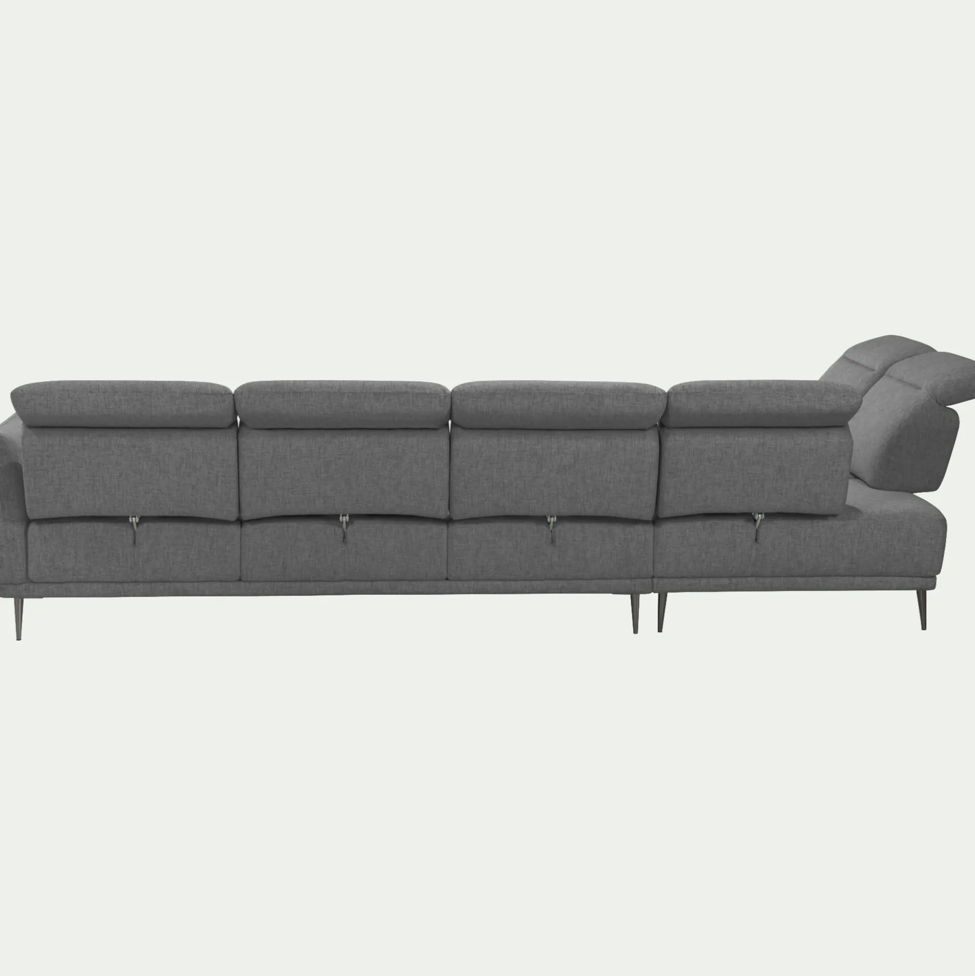 Canapé grand d'angle gauche en tissu avec fonction avance-recul - gris restanque