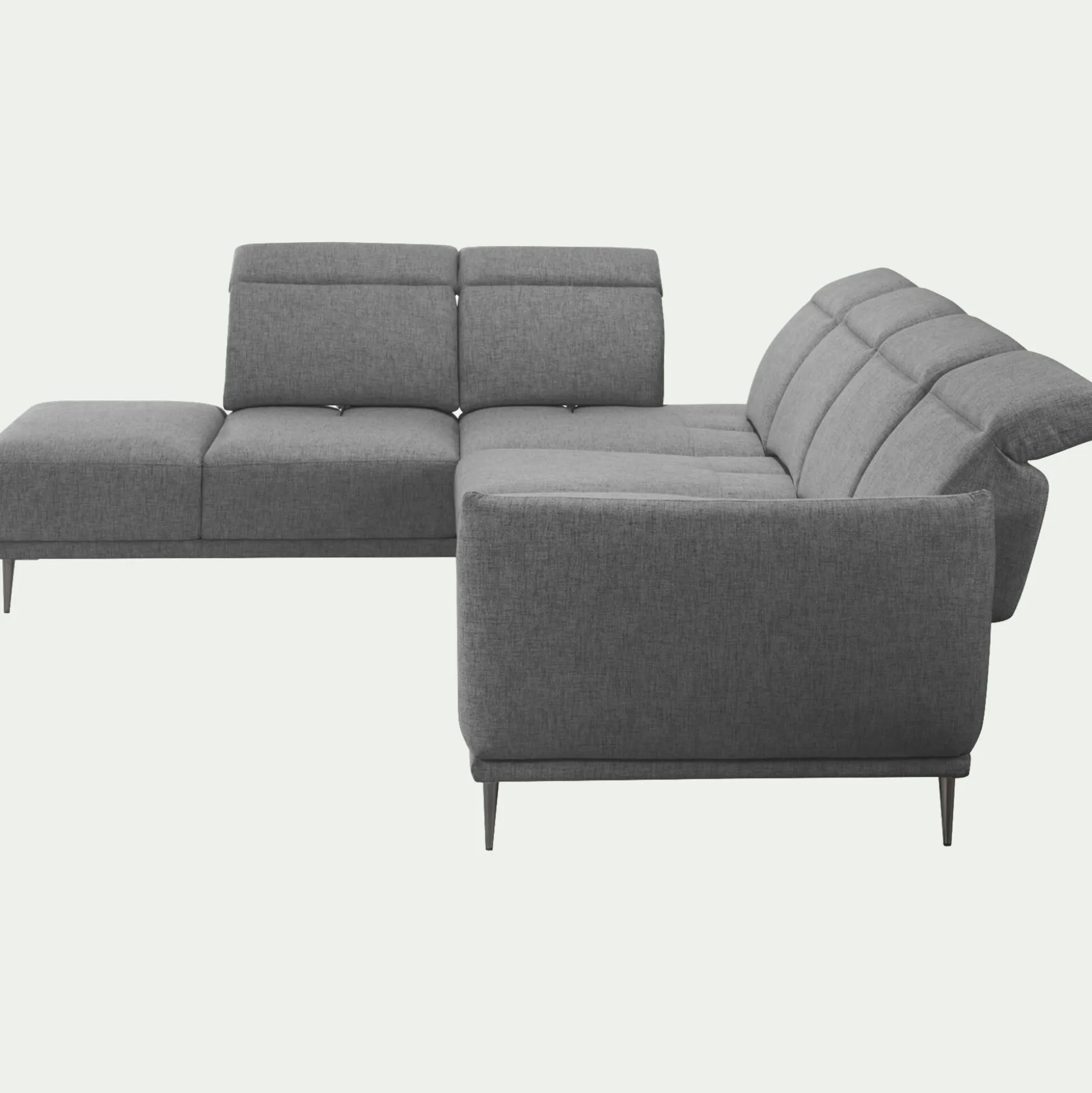 Canapé grand d'angle gauche en tissu avec fonction avance-recul - gris restanque