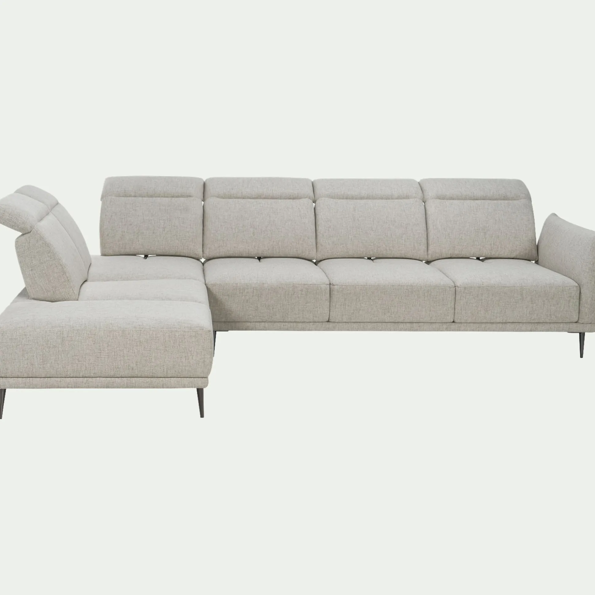 Canapé grand d'angle gauche en tissu avec fonction avance-recul - beige roucas