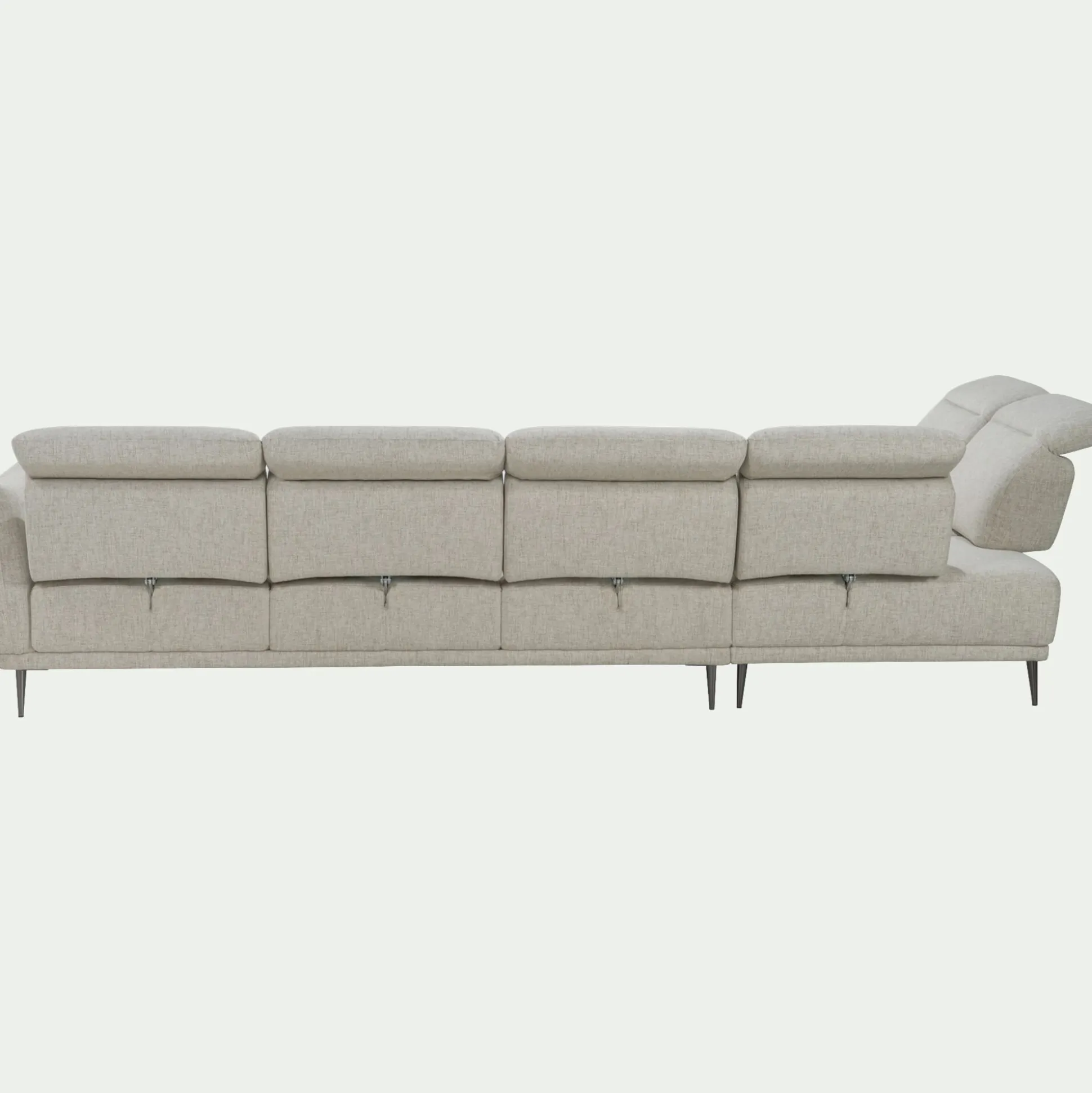 Canapé grand d'angle gauche en tissu avec fonction avance-recul - beige roucas