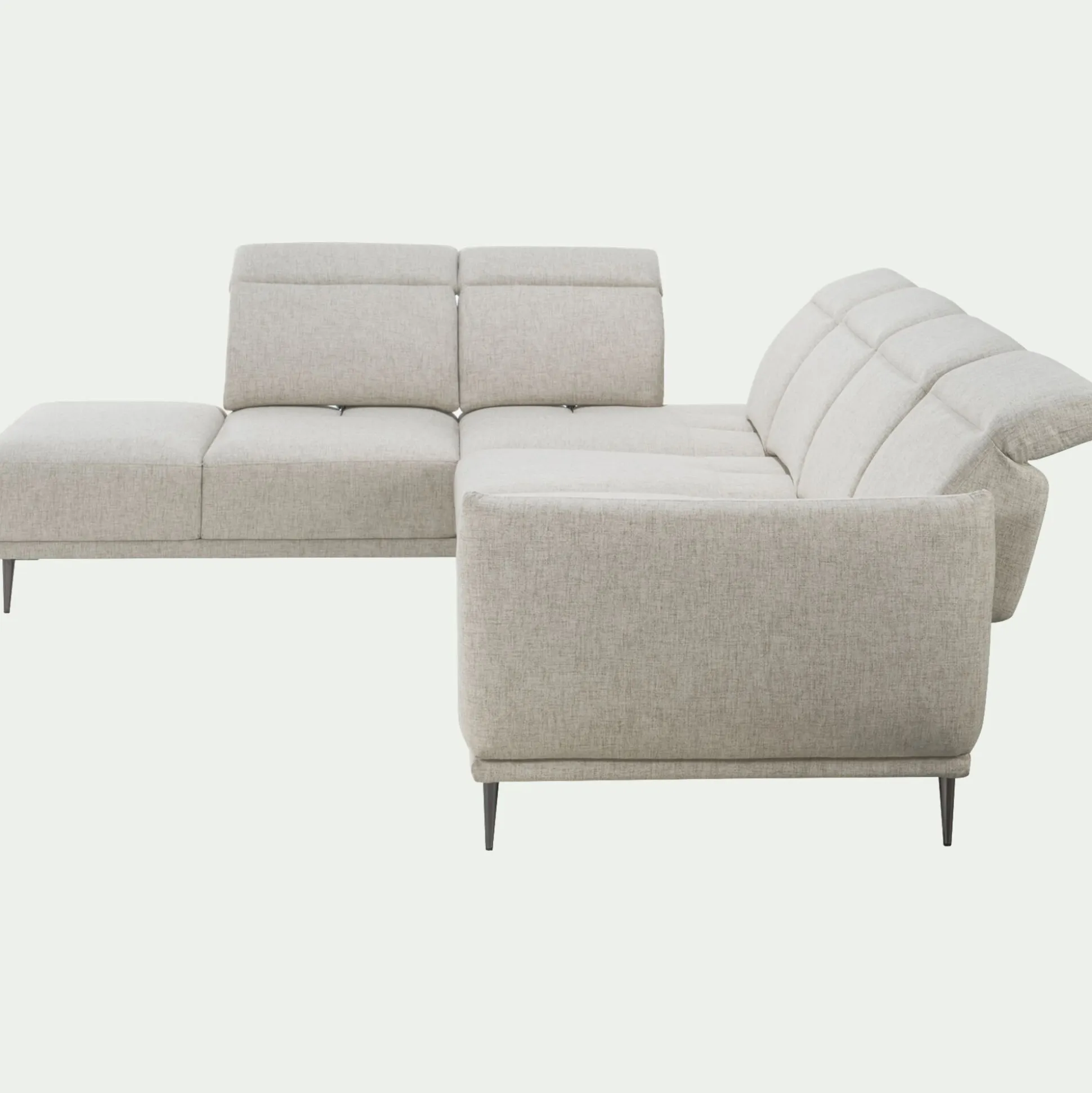 Canapé grand d'angle gauche en tissu avec fonction avance-recul - beige roucas