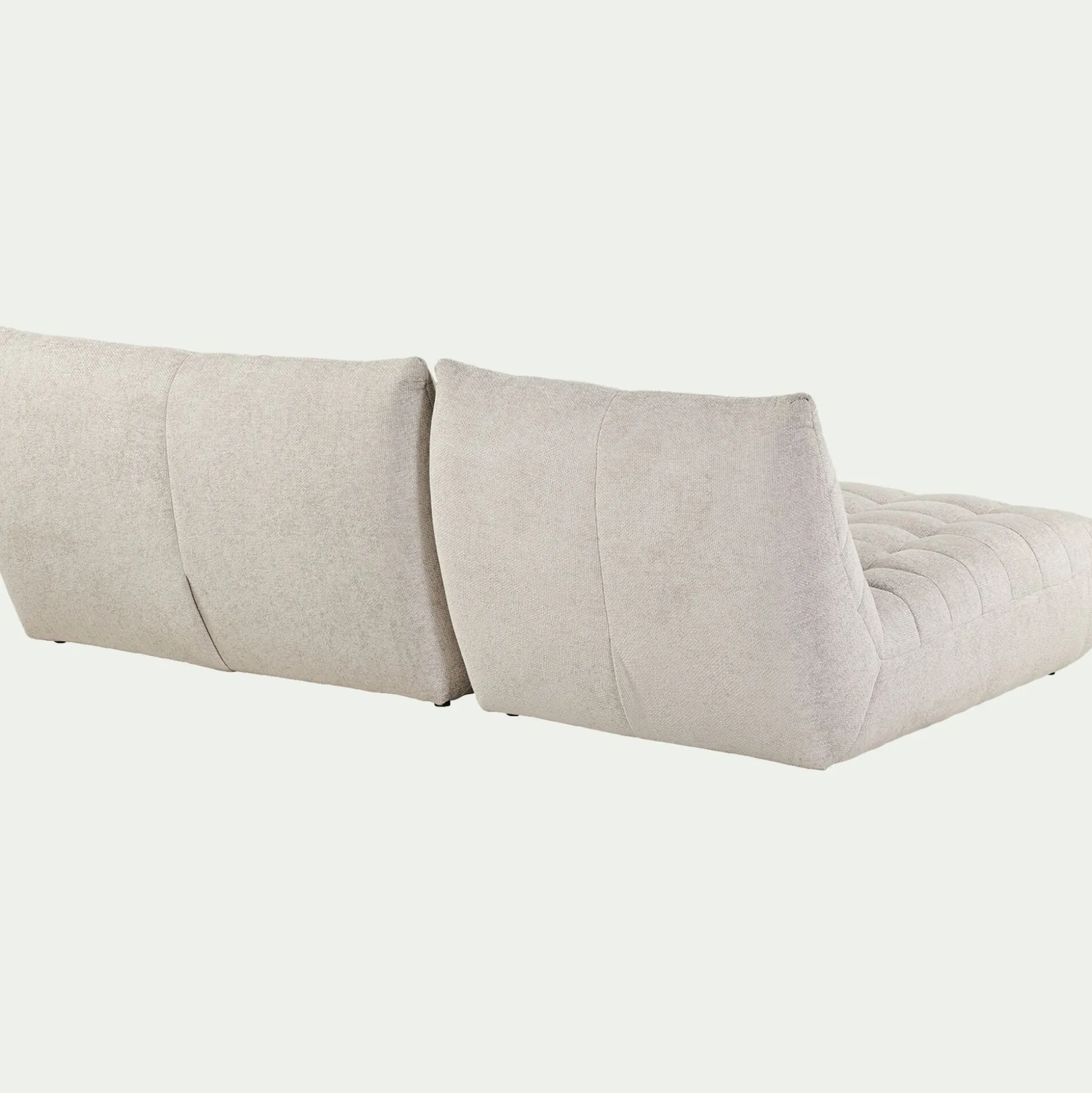 Canapé modulable avec méridienne en tissu chenille - beige roucas
