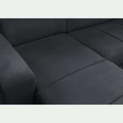 Canapé panoramique convertible avec méridienne gauche en tissu doux - bleu calabrun