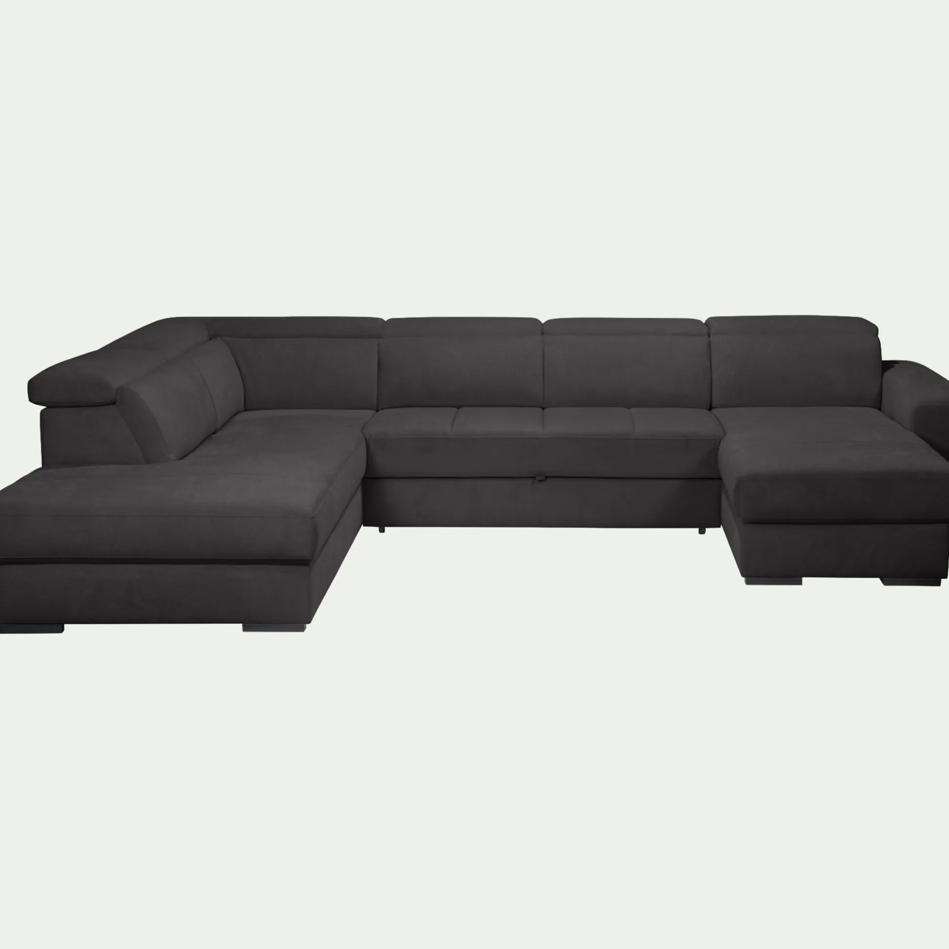 Canapé panoramique convertible avec méridienne droite en tissu doux - gris ardoise