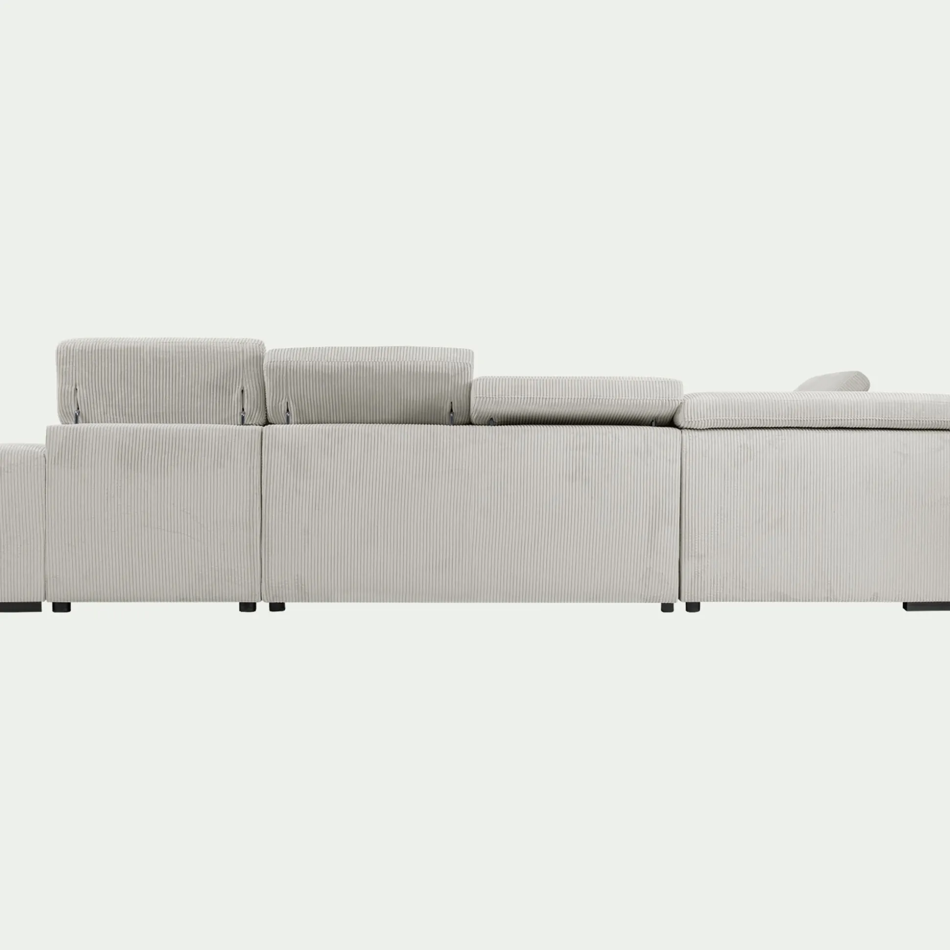 Canapé panoramique convertible avec méridienne gauche en tissu castello - beige roucas