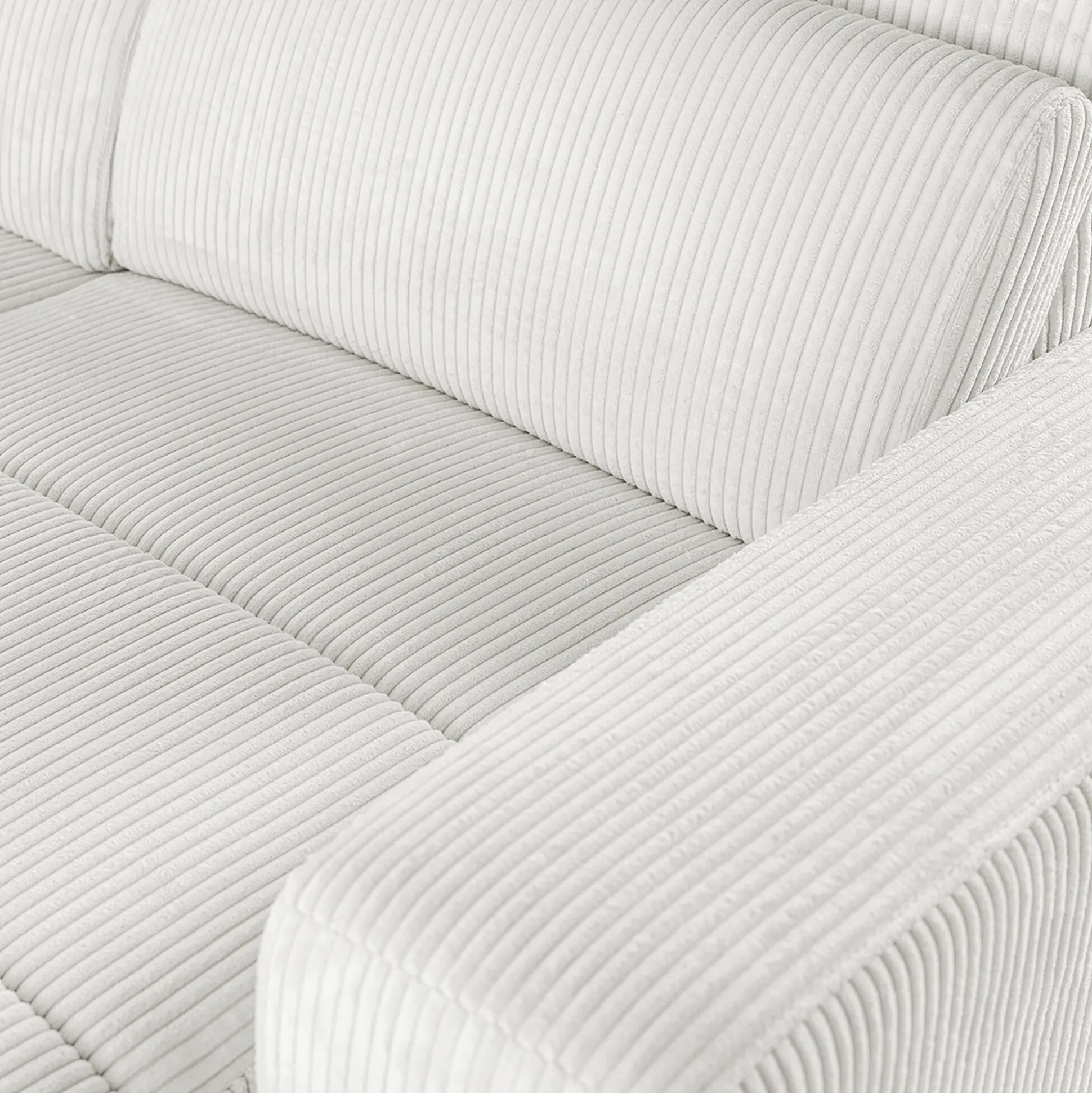 Canapé panoramique convertible avec méridienne gauche en tissu castello - beige roucas